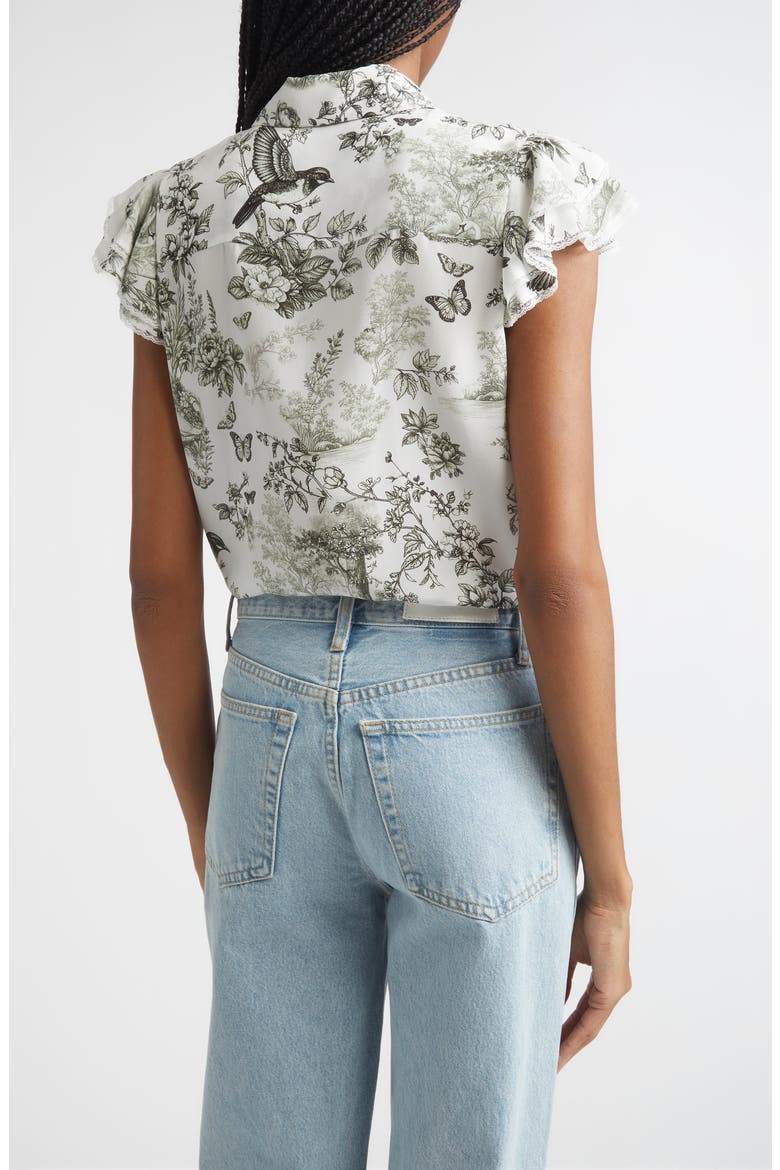 Minda Ruffle & Lace Silk Shirt, Alternate, color, DAYBREAK