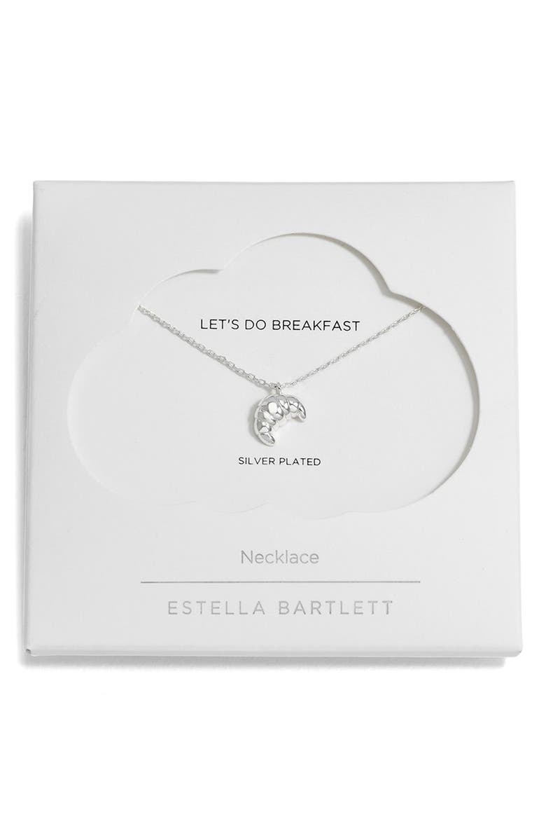 Estella Bartlett Croissant Charm Necklace, Alternate, color, Silver