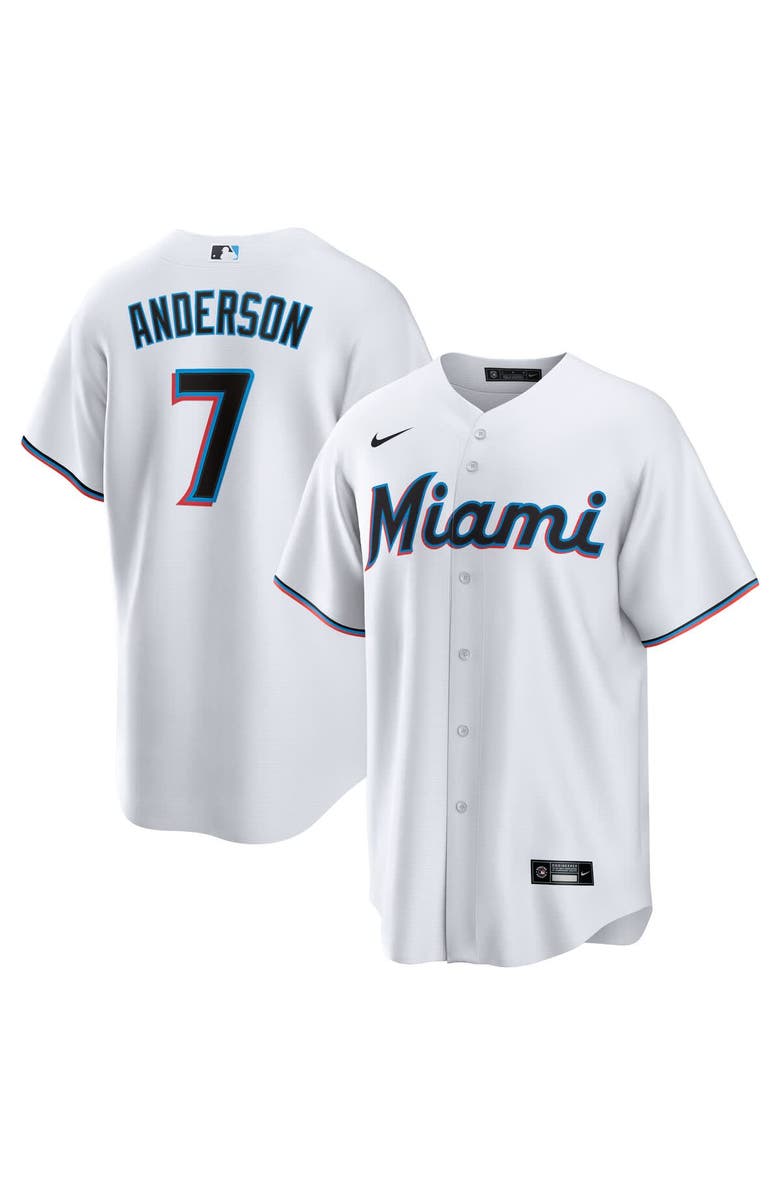 Nike Men's Nike Tim Anderson White Miami Marlins Home Replica Player Jersey, Main, color, 