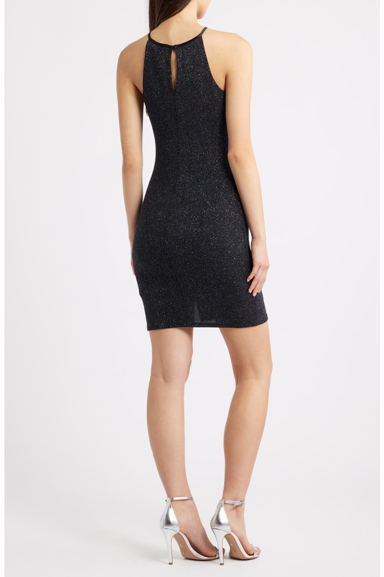 Glitter Body-Con Minidress, Alternate, color, BLACK