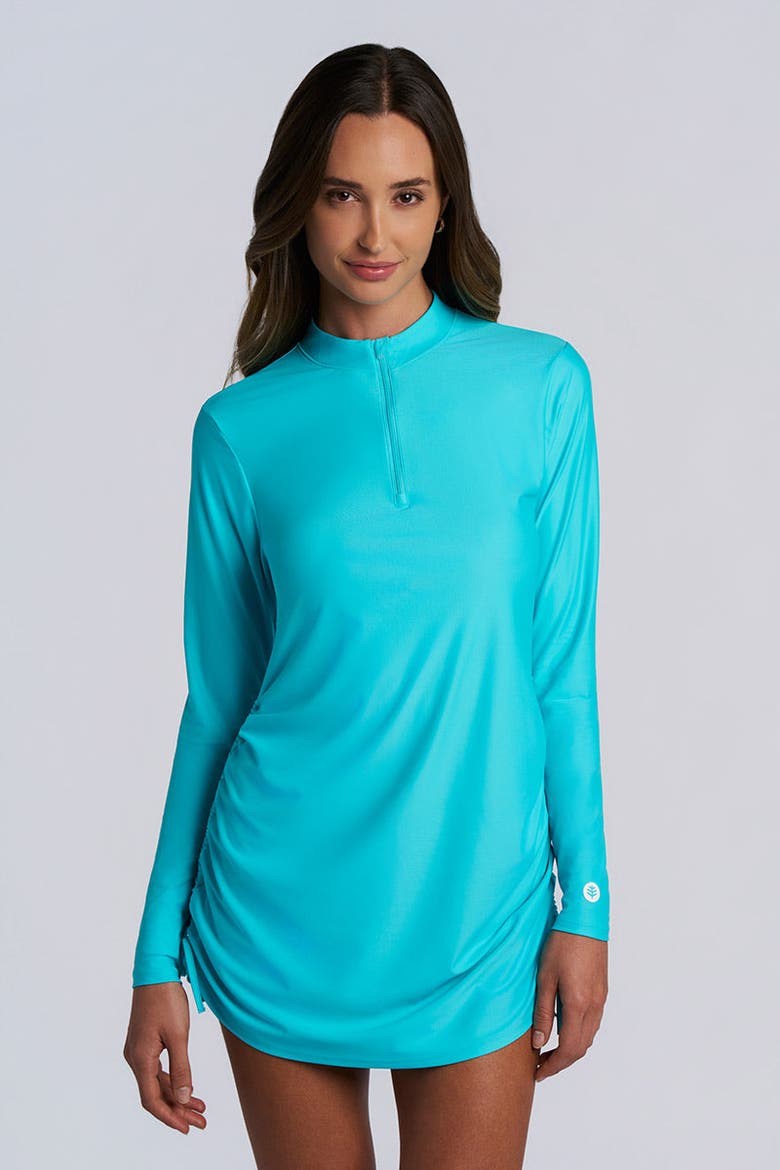Women's Key Biscayne Ruche Swim Top, UPF 50+ Sun Protection, Alternate, color, Coolibar Blue