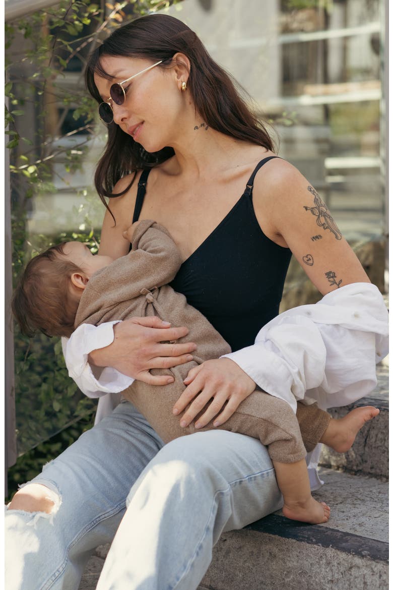 Sublime Maternity & Nursing Bodysuit, Alternate, color, BLACK