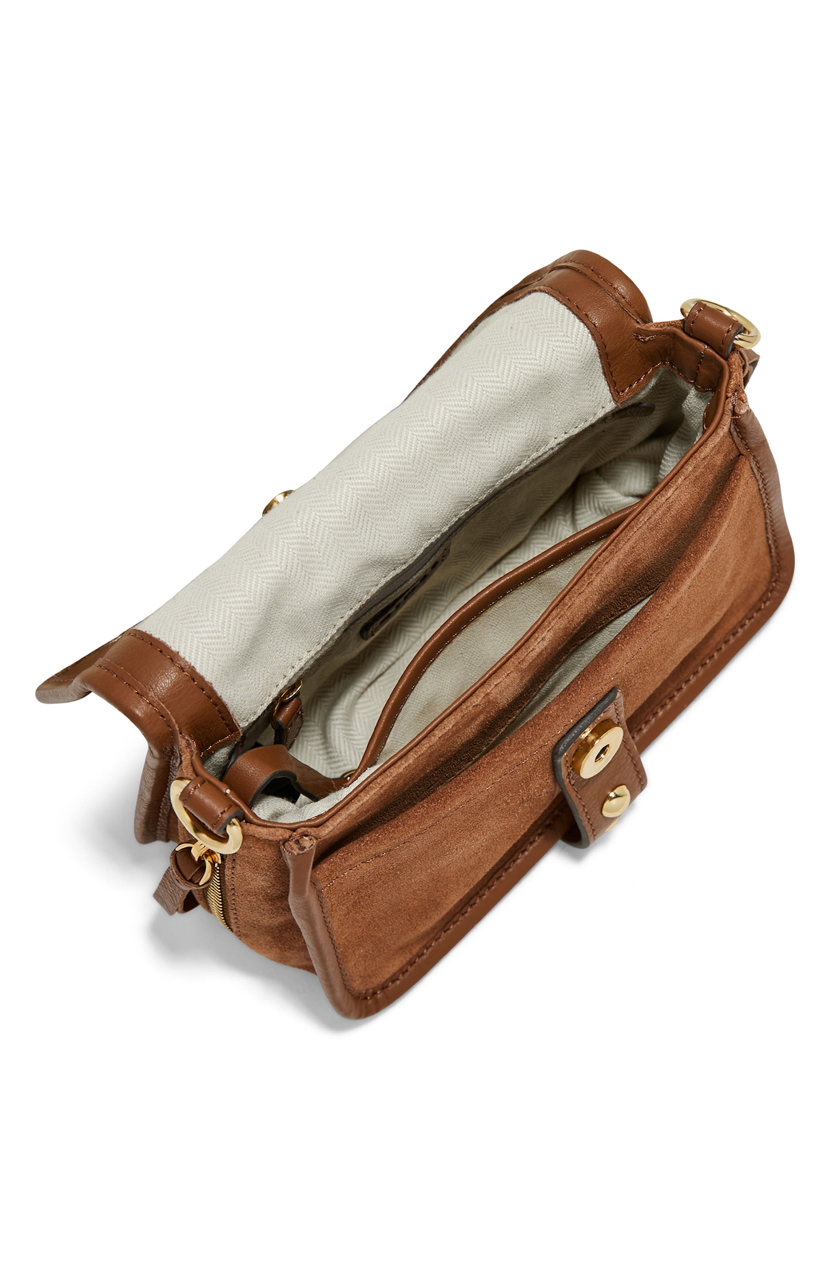 Mini Great Escape Suede Crossbody Bag, Alternate, color, CHESTNUT SUEDE
