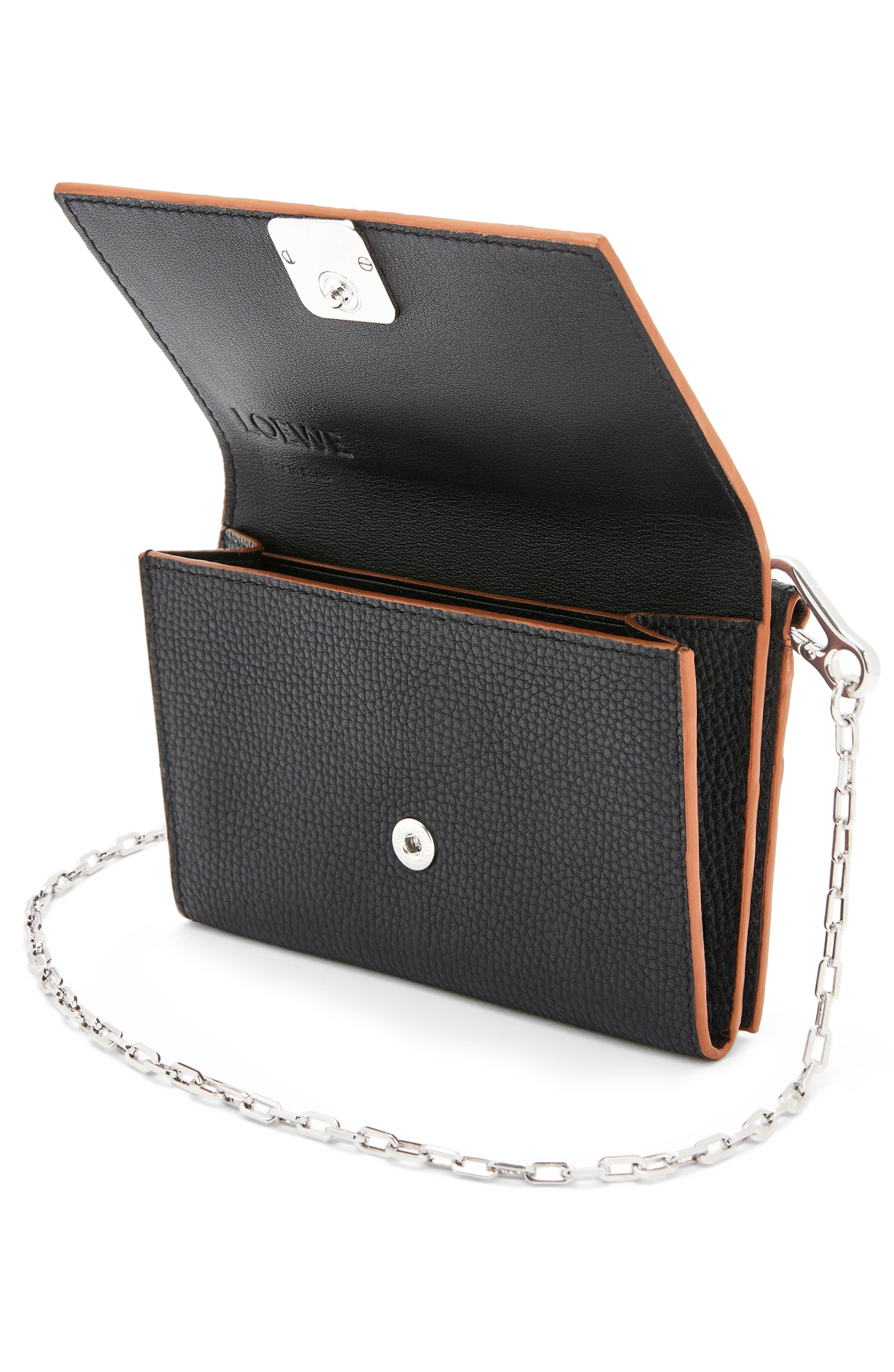 Anagram Leather Wallet on a Chain, Alternate, color, BLACK