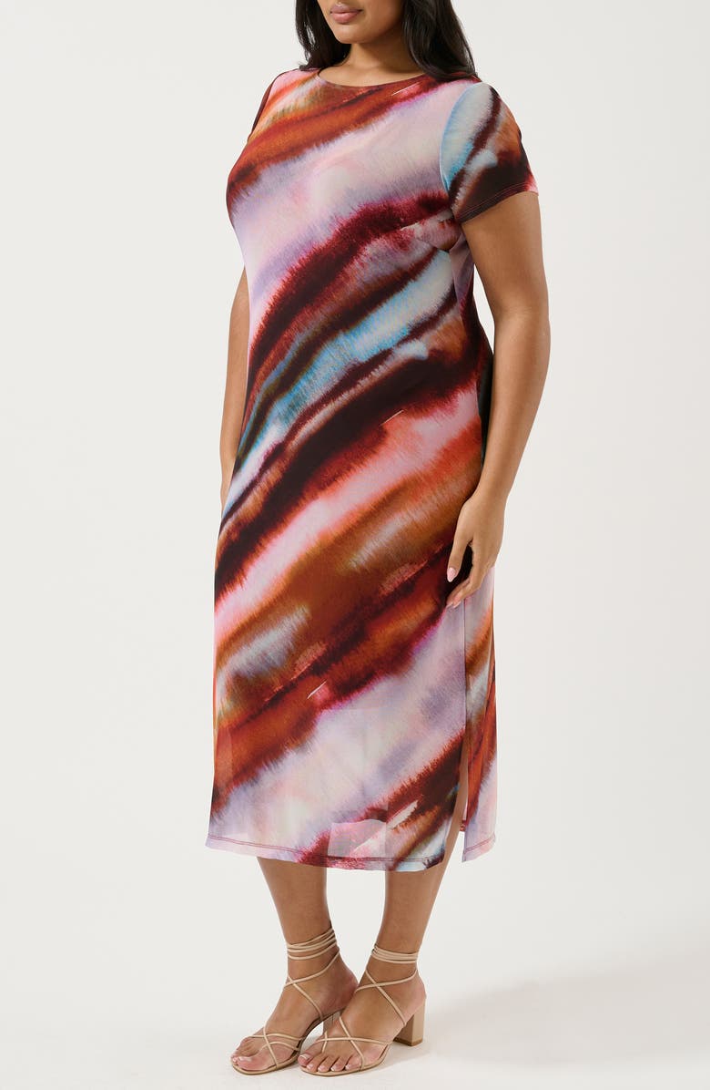 Estelle Sunshine Radiant Print Mesh Midi Dress, Alternate, color, Pink Multi Print