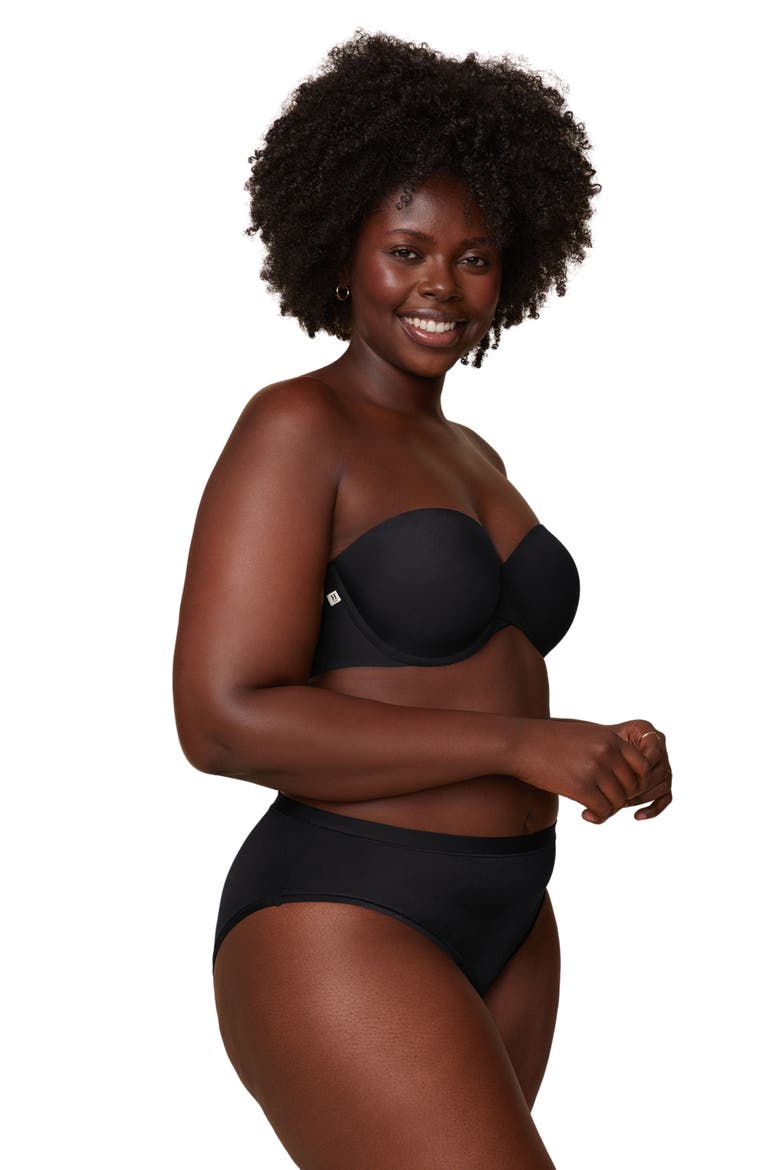 Base Strapless Bra, Alternate, color, Black