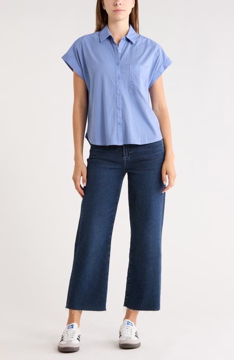 Mixed Media Button-Up Shirt