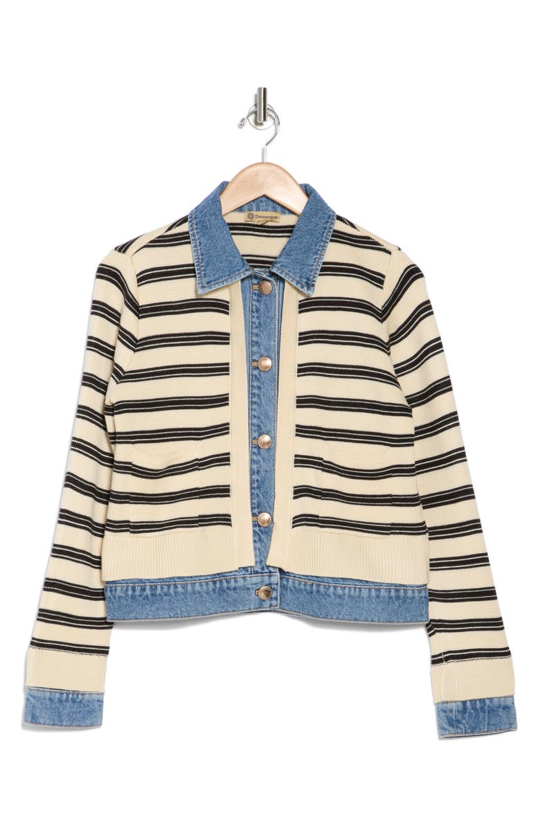 Stripe Mixed Media Jacket
