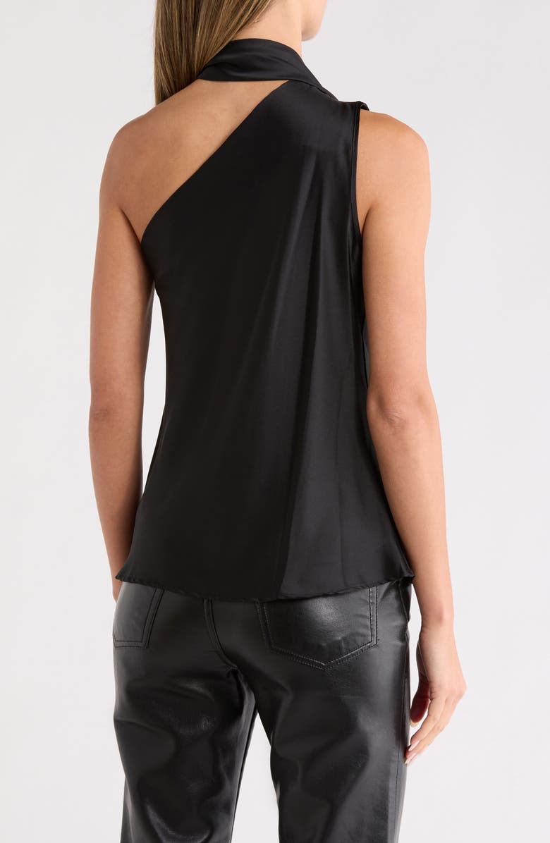 Renee C Scarf Detail One-Shoulder Satin Top, Alternate, color, Black