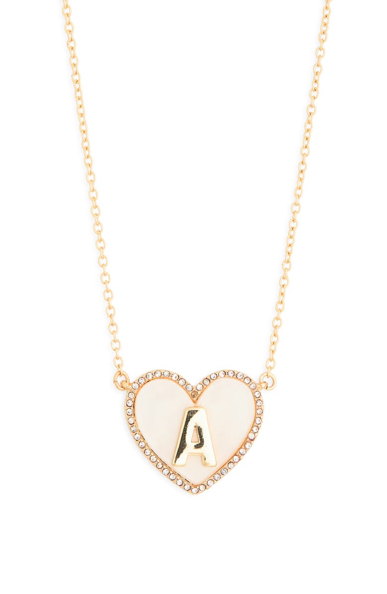 BaubleBar Heart Initial Pendant Necklace, Alternate, color, Gold A