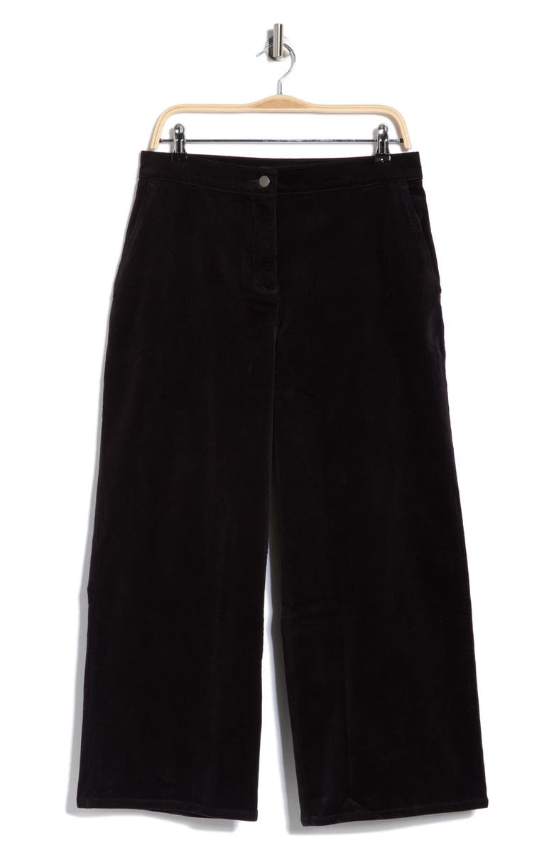 Eileen Fisher Stretch Organic Cotton Corduroy Wide Leg Ankle Pants, Alternate, color, Black