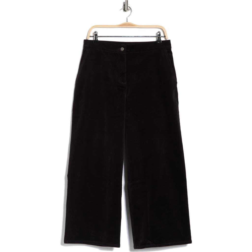 Eileen Fisher Stretch Organic Cotton Corduroy Wide Leg Ankle Pants In Black
