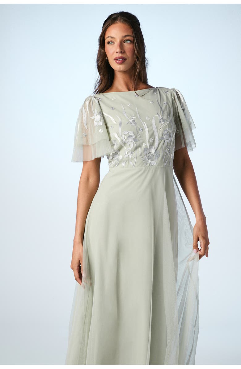 Coast Angel Sleeve Maxi Bridesmaids Dress, Alternate, color, Sage