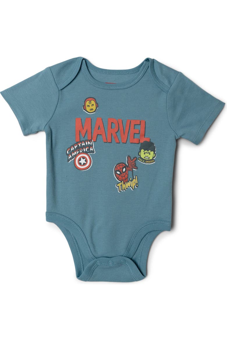 5-Pack One Piece Bodysuits, Alternate, color, Avengers Blue Grey