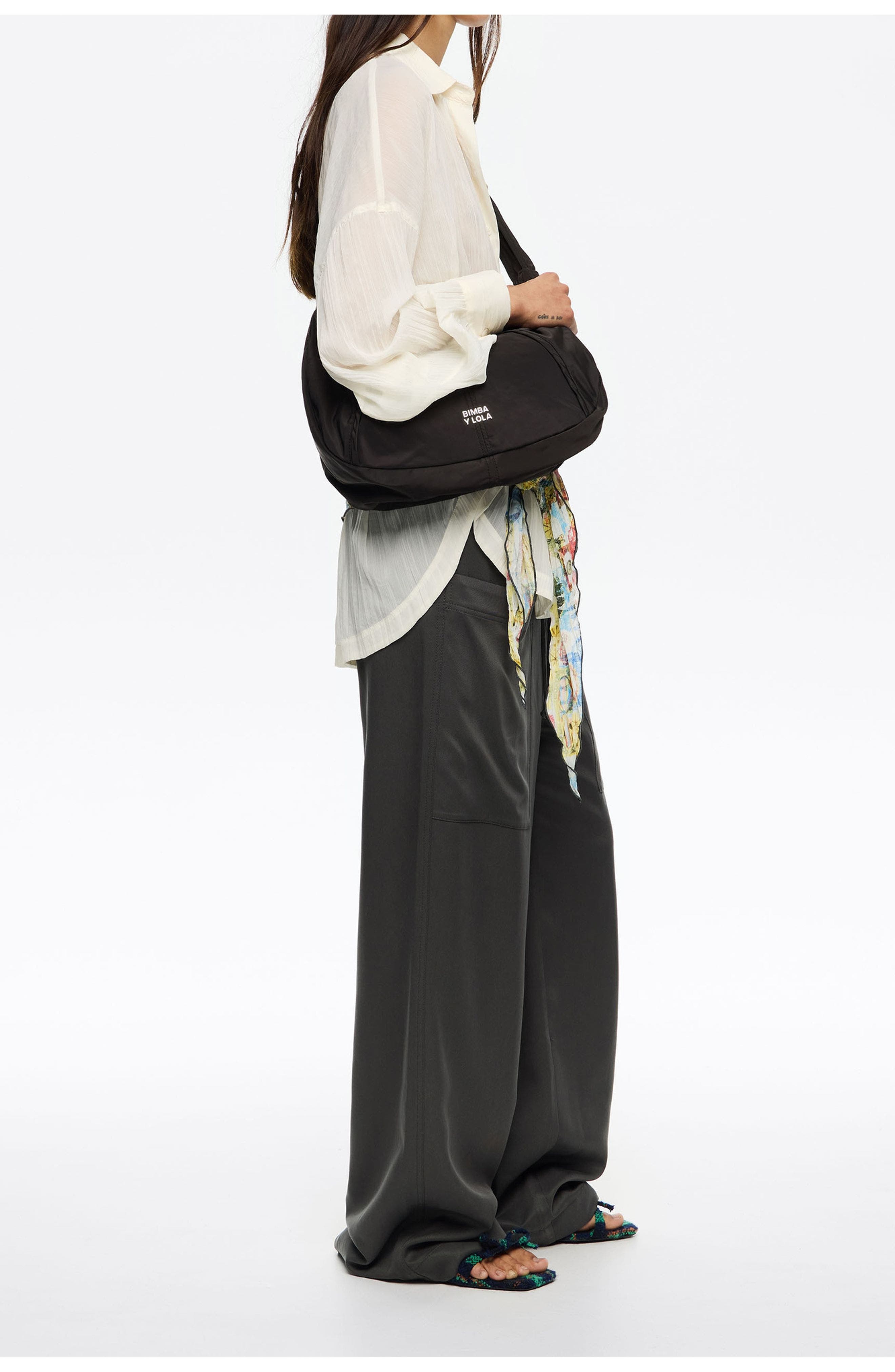 Bimba y Lola Large Moon Bag, Alternate, color, Charcoal