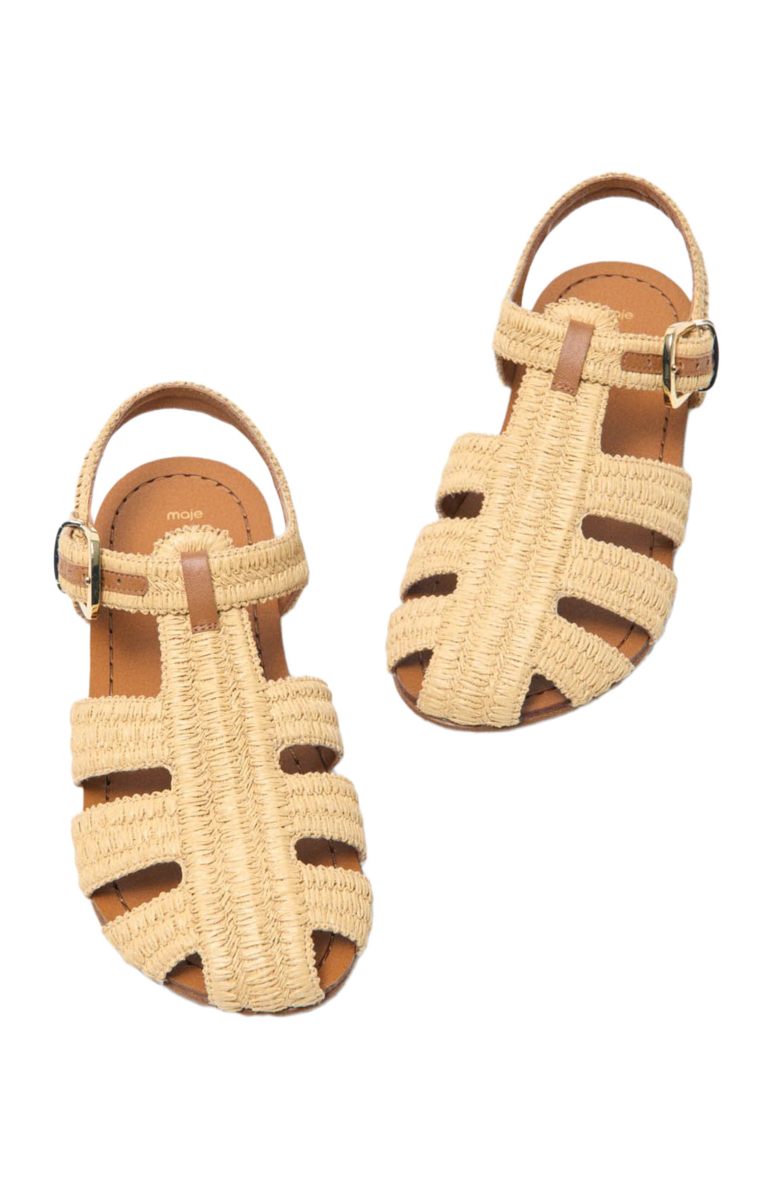 maje Flat strap sandals, Alternate, color, Beige