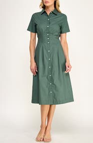Socialite Seamed Cotton Shirtdress