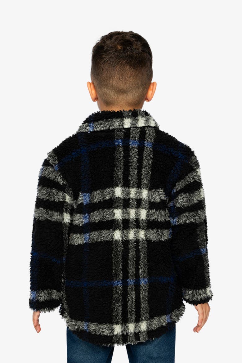 Plaid Full-Zip Dual Chest Pocket Fleece Overshirt, Alternate, color, Black and Blue Plaid