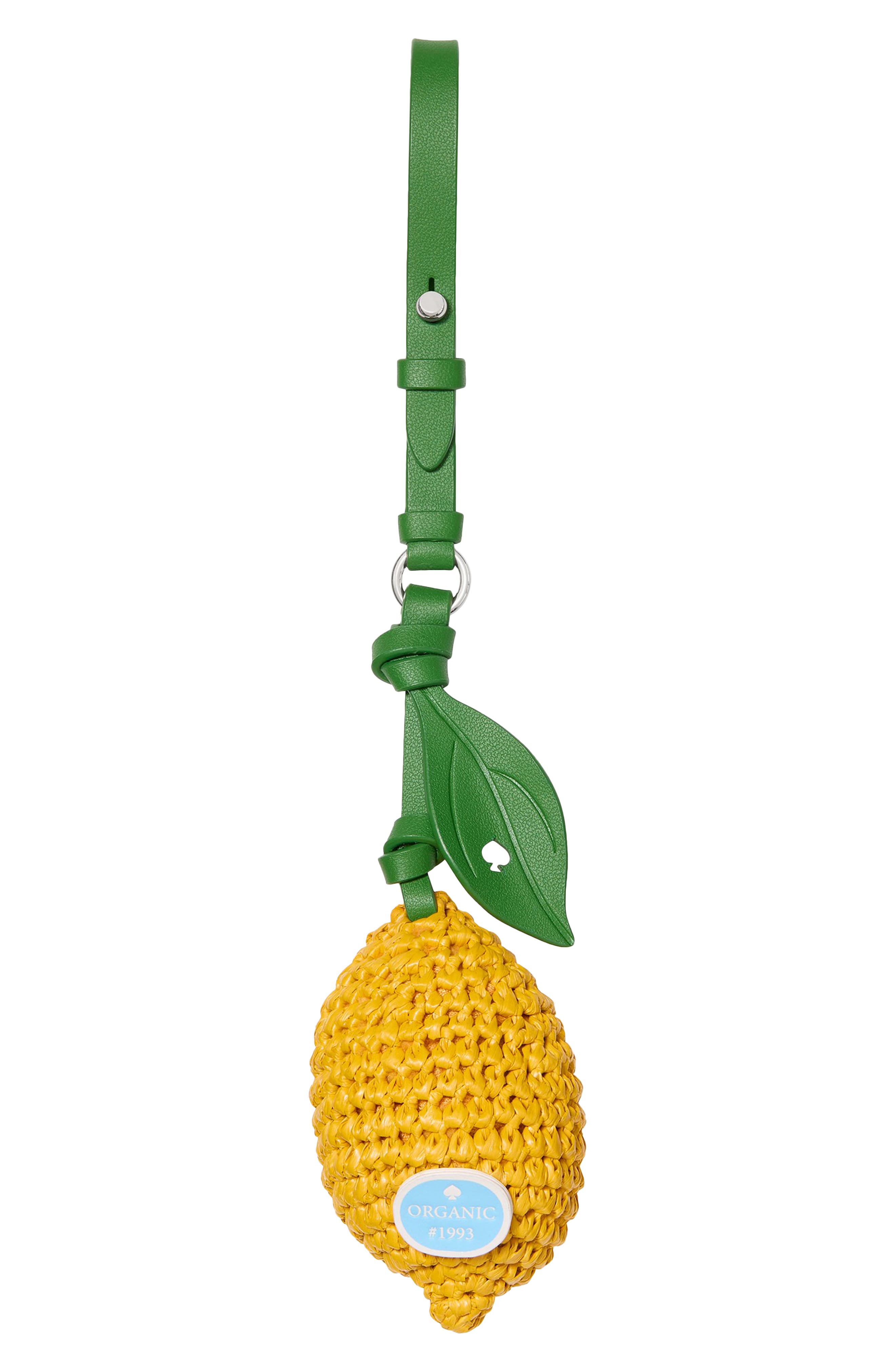Kate Spade New York lemon bag charm, Main, color, Yellow Multi