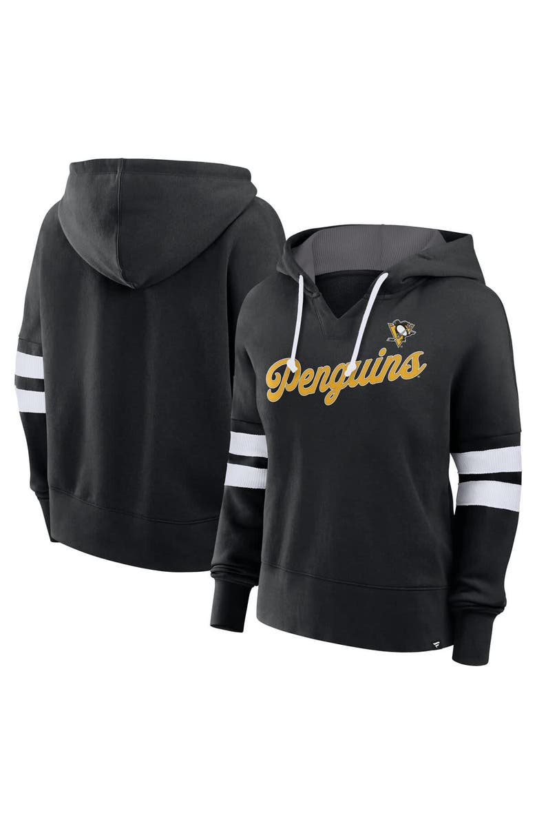 FANATICS Women's Fanatics Black Pittsburgh Penguins Seize Fleece Pullover Hoodie, Alternate, color,