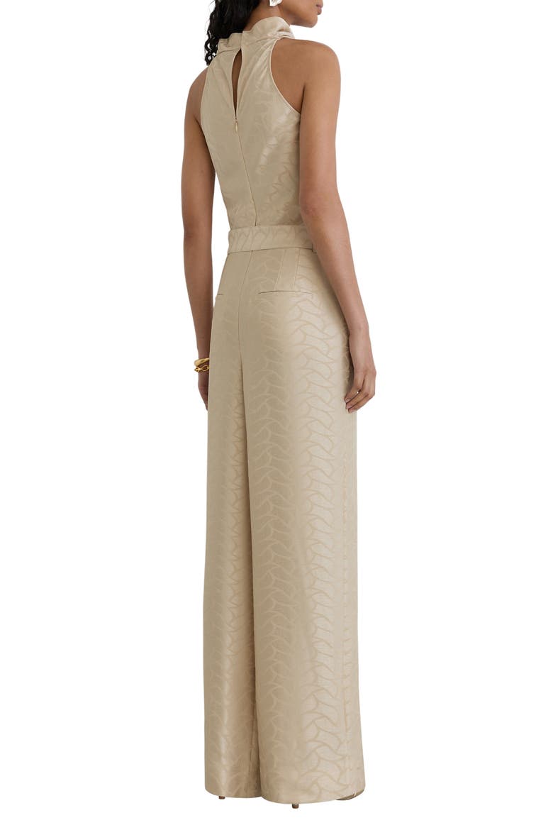 Erin Jacquard Belted Wide Leg Jumpsuit, Alternate, color, CHAMPAGNE NEUTR