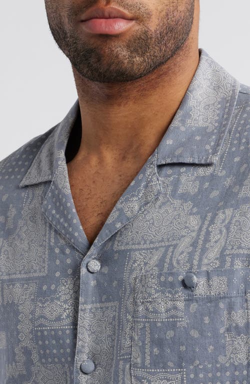 Rails Ace Bandana Print Short Sleeve Linen Blend Button-up Shirt In Patchwork Bandana