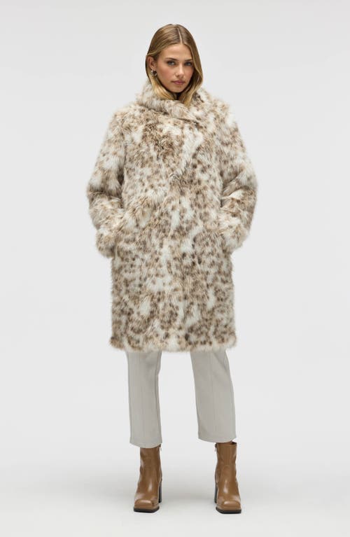 Nvlt Faux Fur Longline Coat In Gray