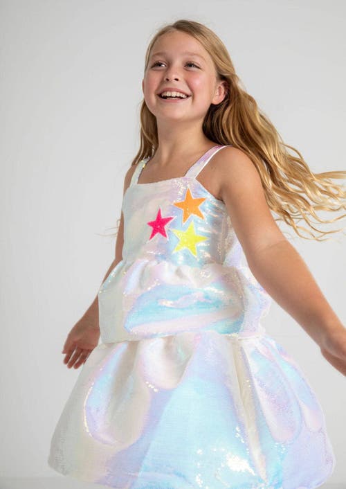 Lola + The Boys Tiered Stars Sequin Dress In Blue