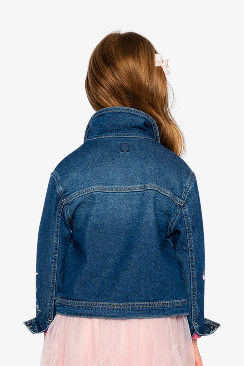 Soft Poetry Stretch Fabric Flower Embroidery Denim Jacket, Alternate, color, Light Blue Denim