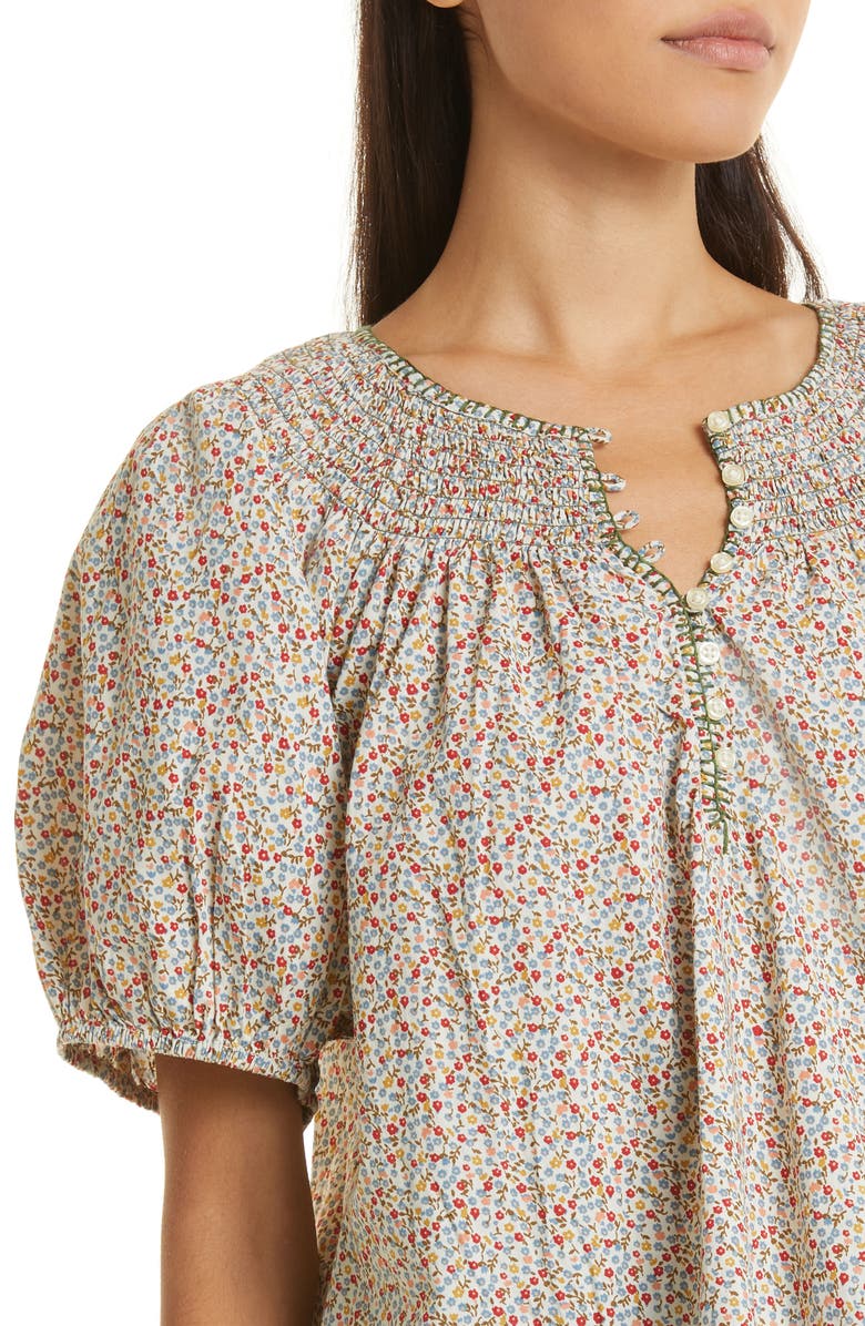 THE GREAT. The Honey Floral Cotton Blouse, Alternate, color,