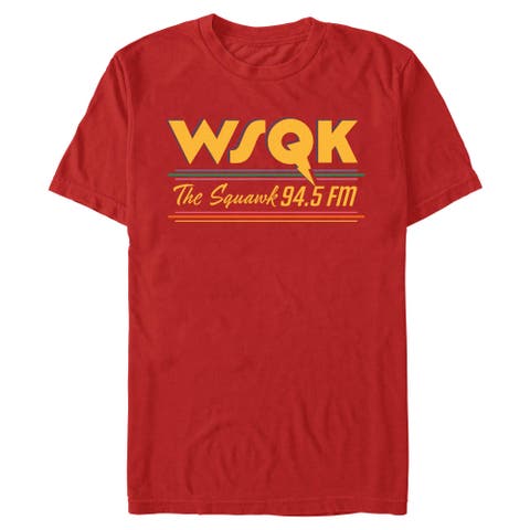 Men's Stranger Things Retro Radio The Squawk WSQK 94.5 FM Stripes  Graphic T-Shirt
