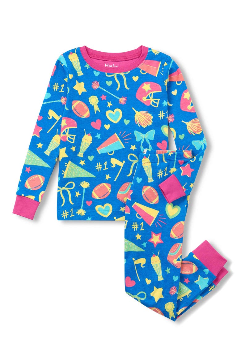 Kids' Cheer Squad Two-Piece Cotton Rib Pajamas, Main, color, ROSE VIOLET