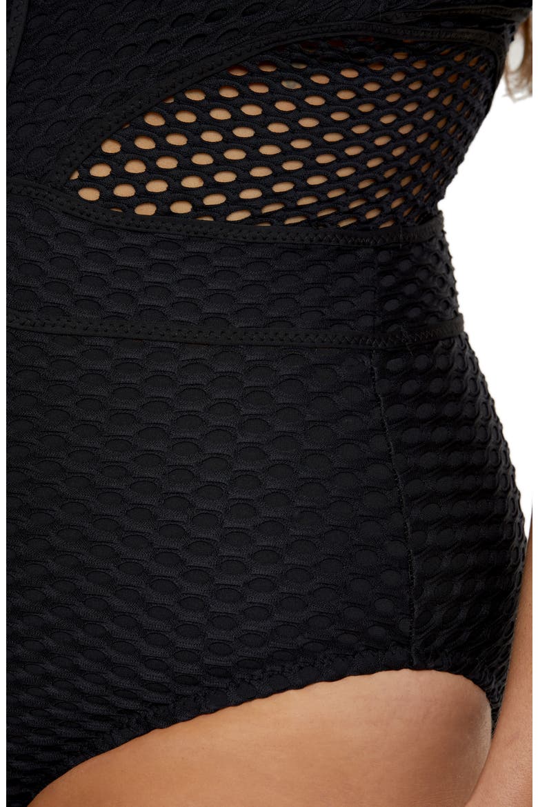 Castaway One-Piece Swimsuit Plus), Alternate, color, BLACK