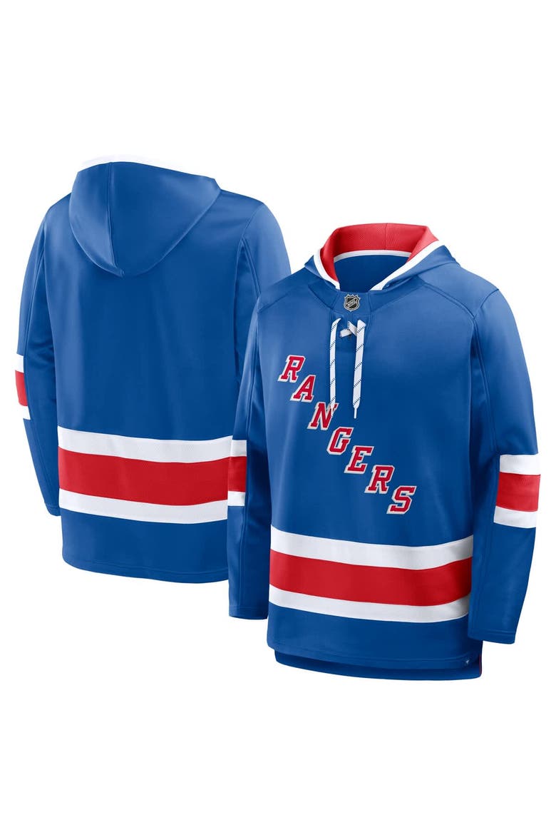 Men's Fanatics Blue New York Rangers Prime Time Fleece Hoodie, Main, color, Blue