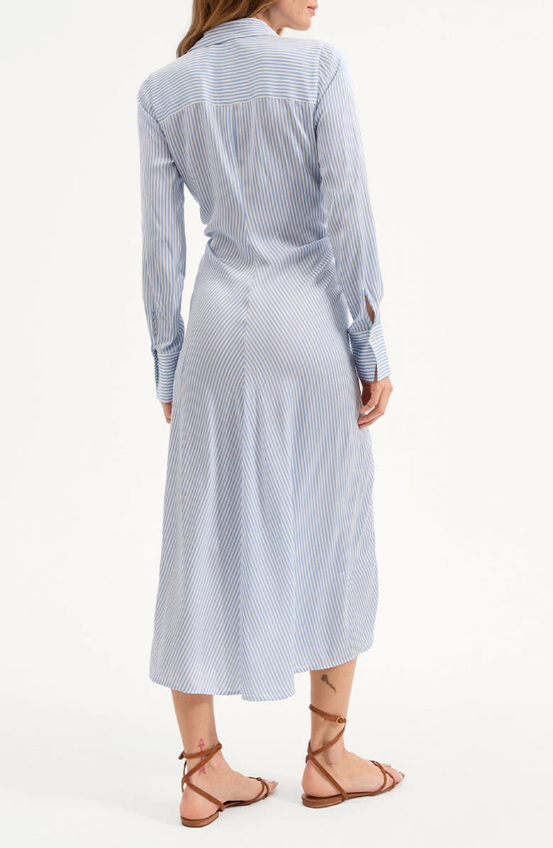 Veronica Beard Lex Stripe Long Sleeve Silk Blend Shirtdress, Alternate, color, Dark Bluebell/ Off White