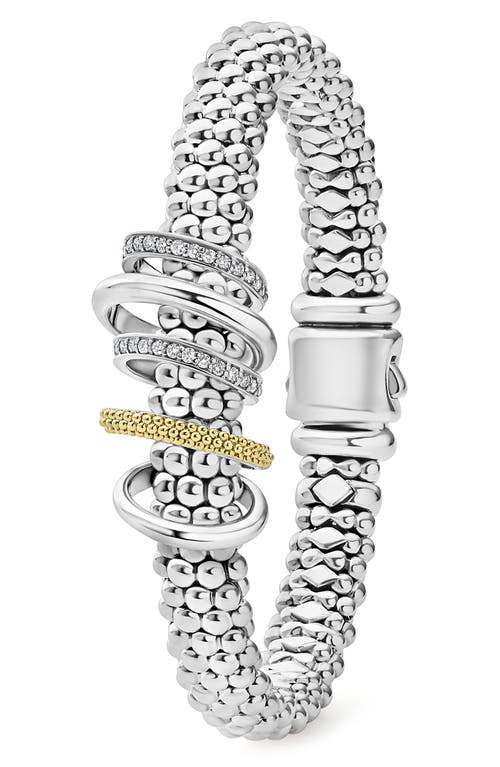 Lagos Two Tone Caviar Lux Five Ring Bracelet With Diamonds, 0.3 Ct. T. W. In Two-tone