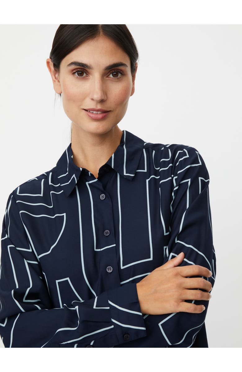 Masai Copenhagen Malmanja Long Sleeve Printed Long Shirt, Alternate, color, Navy Blazer