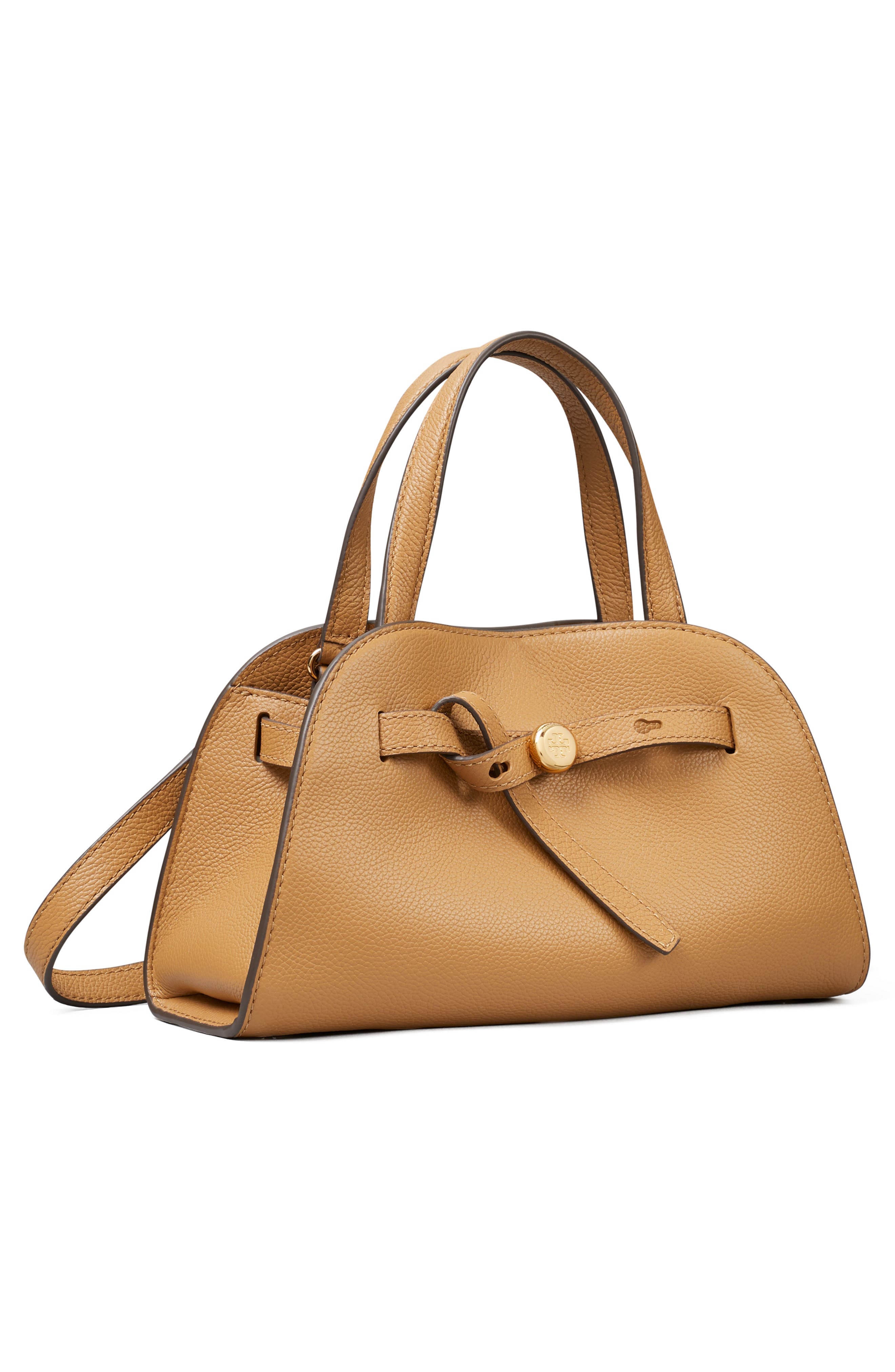 Romy Small Bauletto Leather Handbag, Alternate, color, TIRAMISU