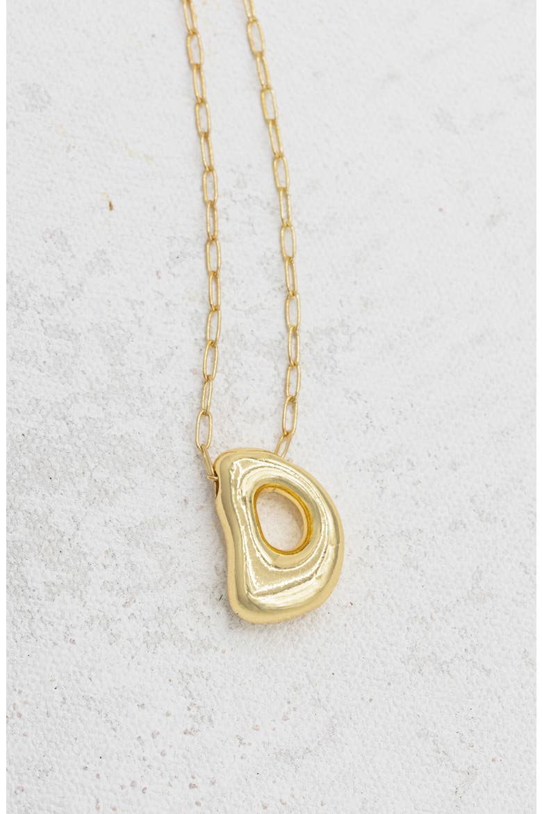 Small Paperclip Necklace with Gold Letter Charm, Main, color, Gold - D