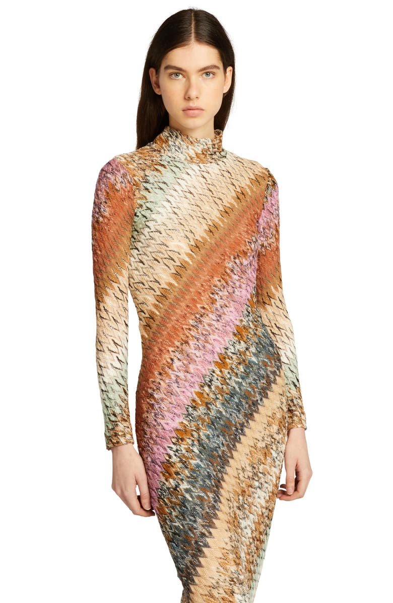 Missoni Diagonal Zigzag Long Sleeve Wool Blend Dress, Alternate, color,