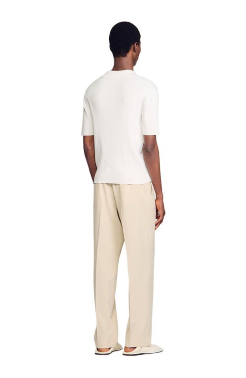Sandro Rib Knit Polo Shirt In Optic White