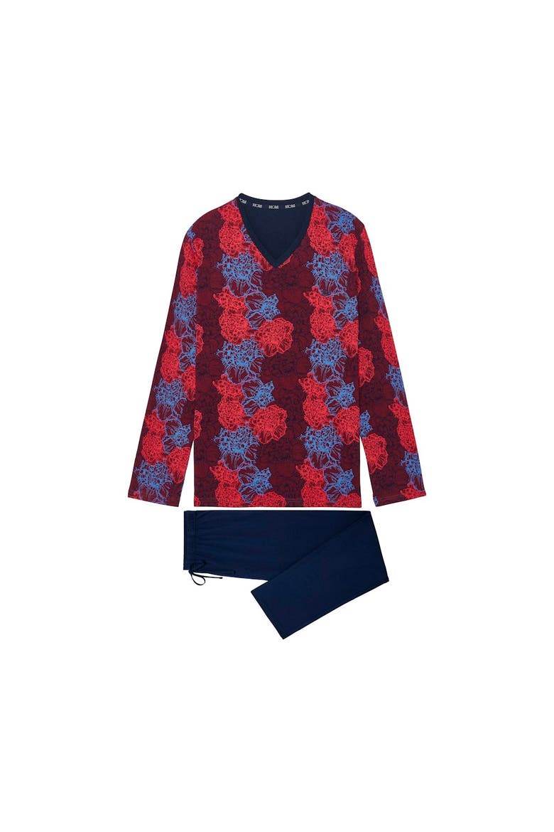 Bouquet Long Pajama Set, Main, color, Bordeaux Print
