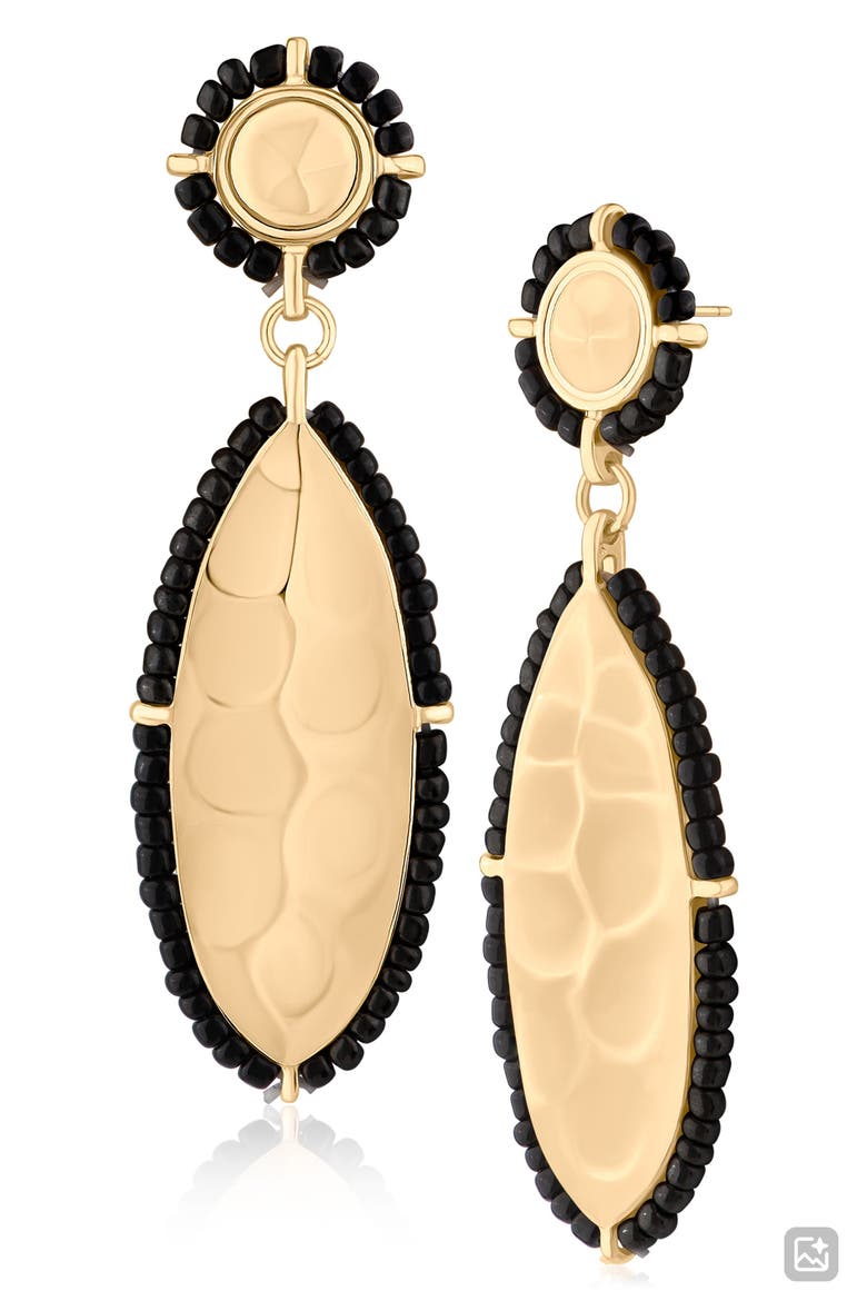 Beaded Trim Drop Earrings (Nordstrom Exclusive), Main, color, BLACK/ GOLD