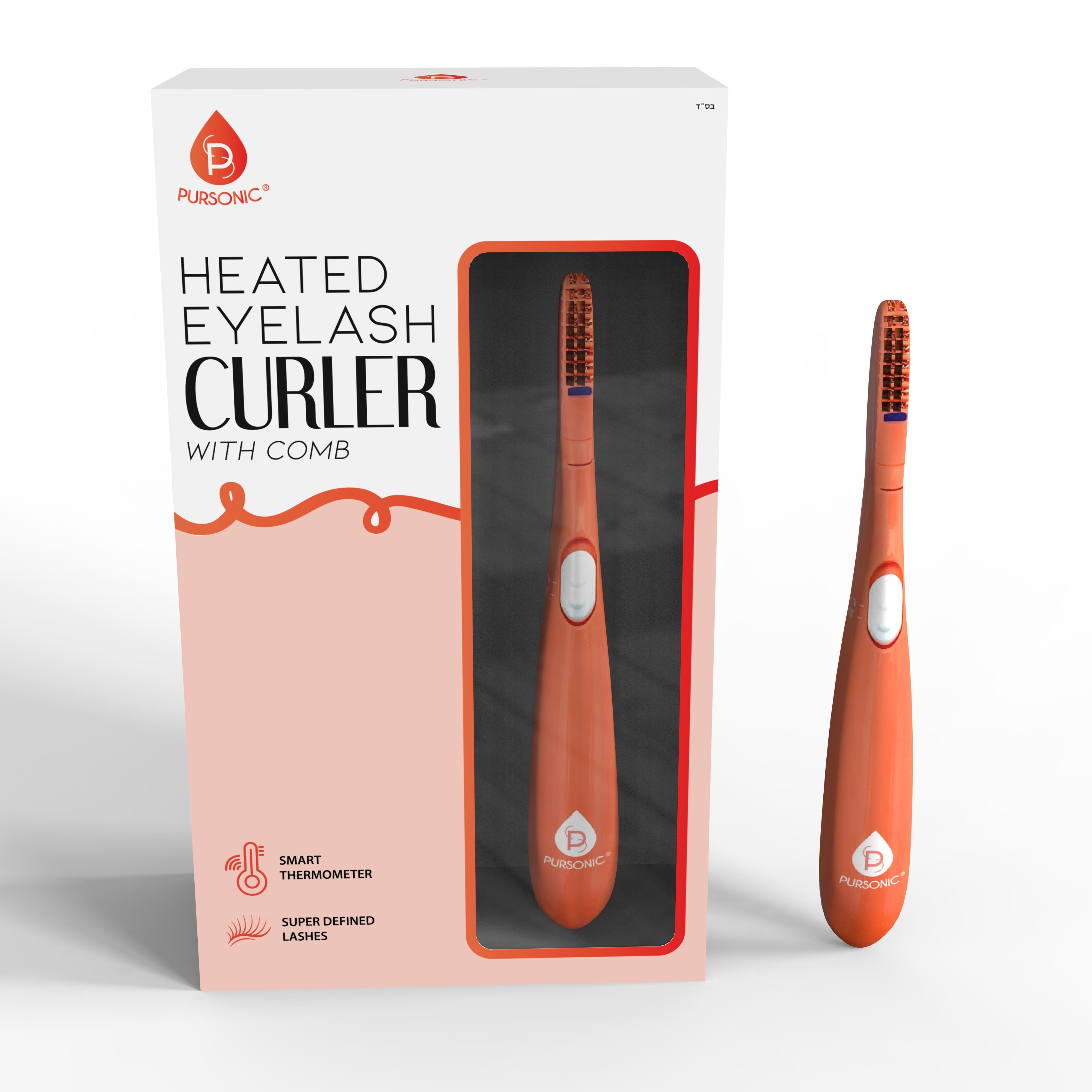 PURSONIC Heated Eyelash Curler With Comb in Orange at Nordstrom