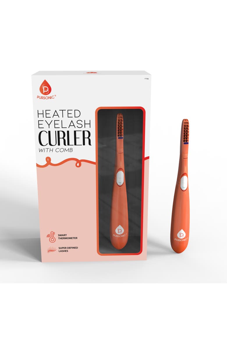 Heated Eyelash Curler With Comb, Main, color, Orange
