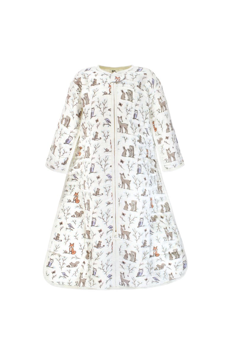 Hudson Baby Soft Muslin Long-Sleeve Sleep Swaddle, Main, color, Enchanted Forest