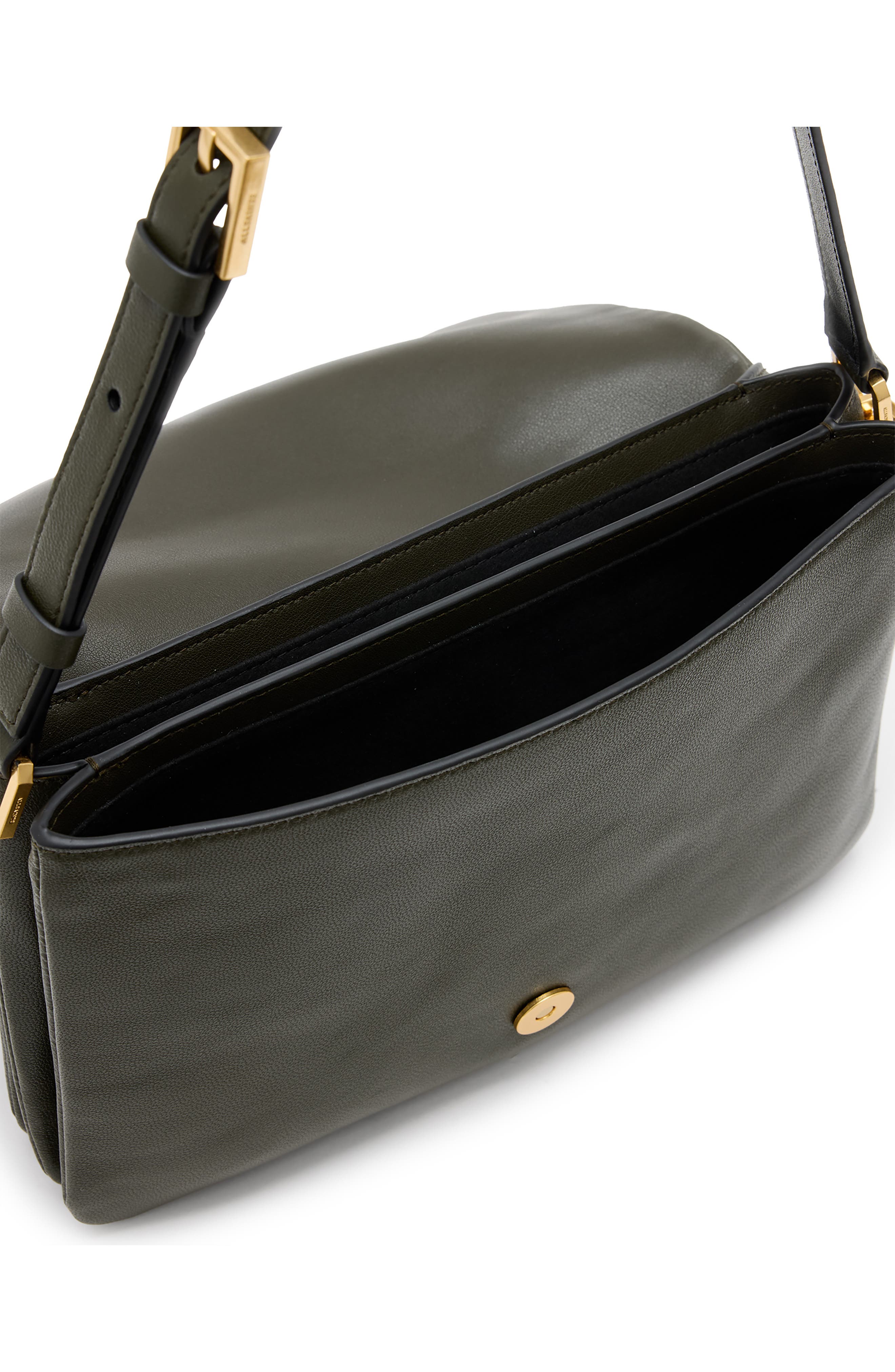 Ondine Leather Shoulder Bag, Alternate, color, MILITARY GREEN