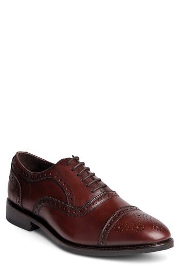 Anthony Veer Ford Quarter Brogue Cap Toe Oxford In Chocolate Brown
