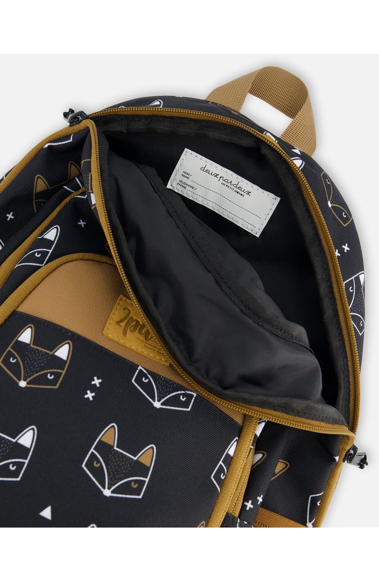Deux par Deux Little Boy's Toddler Backpack Black Printed Fox, Alternate, color,