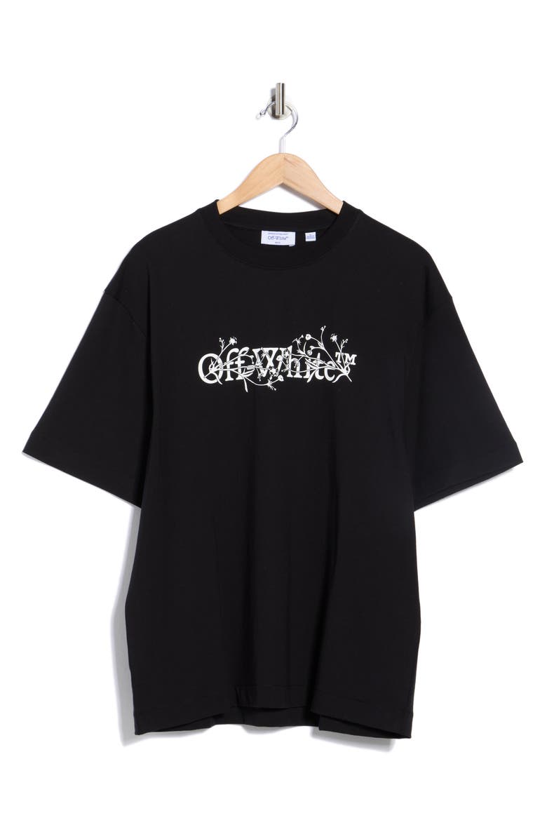 Off-White Bookish Flower Graphic T-Shirt, Main, color, Black-White